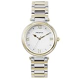 Prisma Damen Armbanduhr Royal Constant, Edelstahl silber und gold mit Analog Schweizer Quarzwerk und Saphir coated glas P.1453