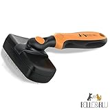 Cepillo para Perros y Gatos Autolimpiable BELLE&BLU | Carda con Púas Flexibles en Acero Inoxidable | Peine Remueve Efectivamente el Pelo Muerto en Mascotas de Largo o Corto