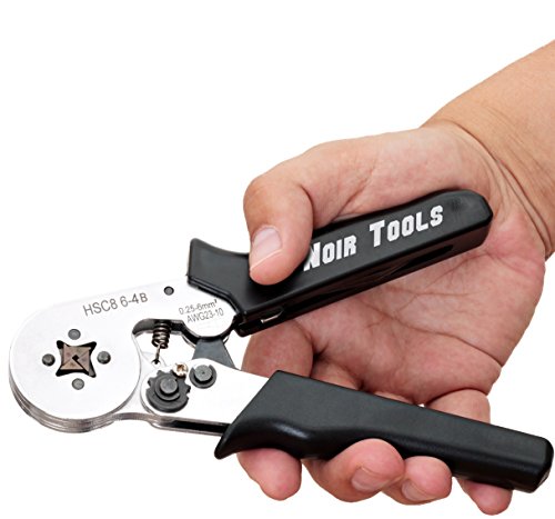 Noir Tools Crimpzange schwarz 0,25-6,0 mm² für Aderendhülsen Crimpen in quadratischer Form Ratsche zur individuellen Einstellung