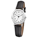 Regent Damen-Armbanduhr Elegant Analog Leder-Armband schwarz Quarz-Uhr Ziffernblatt weiß URF580