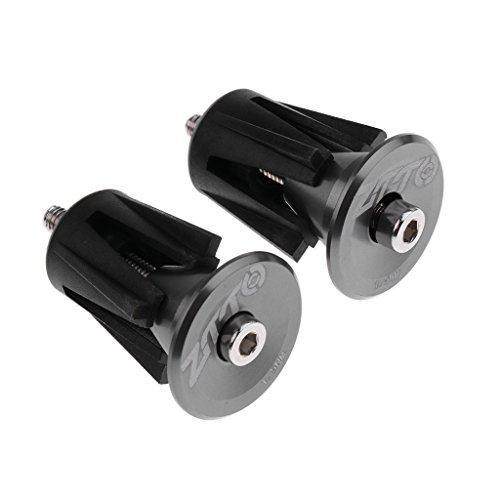 perfk 2Pcs Handlebar Bar Bike MTB Aluminum Grips End Plugs Stoppers Caps  Colors Sliver