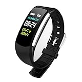 kingko Uhr Intelligente Armbanduhr Fitness Tracker Armband Blutdruck Pulsmesser,mit über Android 4.4, iOS 9.0,Herrenuhr - Damenuhr I Schlicht, elegant und sportlich (schwarz)