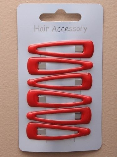 6 Hair School Colours Sleepies Clips Grips Snap Slides Bendies 5cm Children Gym (Red)