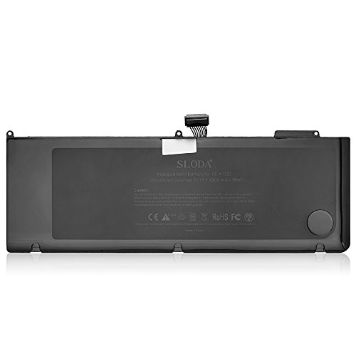 SLODA Laptop Ersatz Akku für Apple MacBook Pro 15" A1321 A1286 (Mitte 2009 bis Mitte 2010 Version) Kompatibel für 15 Zoll Macbook Pro 5,3 Macbook Pro 5,4 Macbook Pro 6,2 Notebook Ersatz Batterie [Li-Polymer 10.95V 6000mAh]