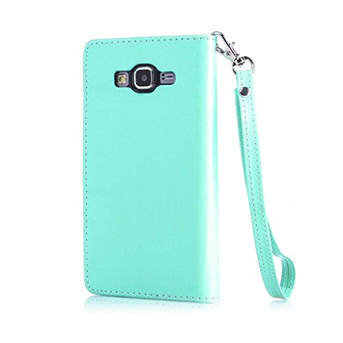 Galaxy Grand Prime Hülle Ledertasche [mit Frei Hartglas Displayschutzfolie], KKEIKO® Schutzhülle PU Leder Tasche Hülle Case für Samsung Galaxy Grand Prime, Wickelfalz Handyhülle mit Bändselloch Standfunktion Karteneinschub und Magnetverschluss, Kratzfeste Lederhülle Flip Wallet (Schmetterling #1) - 3