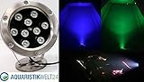 10 Meter Kabel Aquaristikwelt24 9W LED RGB 12V Teich Pool Unterwasser u.Garten Beleuchtung Lampe aus Edelstahl