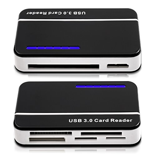 kwmobile USB Kartenleser All in One, Card Reader mit USB 3.0 zum Lesen von SD, MMC, Compact Flash und weiteren. Kartenlesegerät in Schwarz - 4