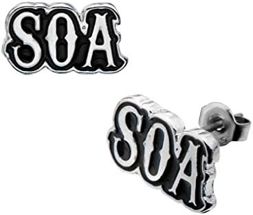 Steel Sons of Anarchy Stainless Steel "SOA" Logo Stud Earrings