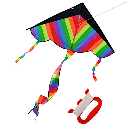 Foxom Rainbow Kite for Kids, Girls, Boys, Toddlers - Most Popular Outdoor Toys, Huge Kite with 50m/164 Feet Flying Line reviews Foxom Rainbow Kite for Kids, Girls, Boys, Toddlers - Most Popular Outdoor Toys, Huge Kite with 50m/164 Feet Flying Line