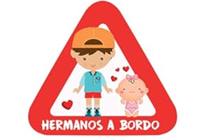 Haberdashery Online Pegatina Adhesiva Bebé a Bordo. Adhesivo vinilo para coche o moto. 15 x 13’7 cm. (10. Hermanos)