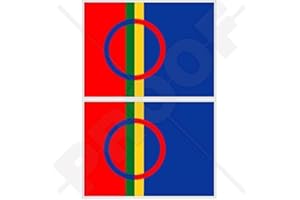 STICKERSWORLD SAMI LEUTE Flagge Saami Lapps, SAPMI Lappland 100mm Auto & Motorrad Aufkleber, x2 Vinyl Stickers
