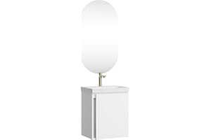 Planetmöbel Mobiletto in bianco da 50 cm con lavabo e specchio, set di mobili da bagno per il bagno degli ospiti