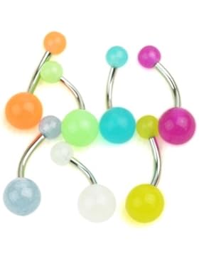 7X 1.5mm Acryl Bauchnabelpiercing Plastik Piercing Bauchnabel Bauch Farbig Glow