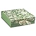 Luxury Metallic Green and Ivory Flock Keepsake Gift BOX - MEDIUM