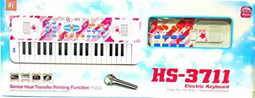 DPNY Kids Multi-Function 37 Key Toy Mic Electronic Keyboard Piano Musical Instrument (Pink)