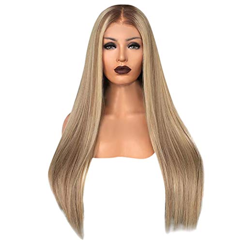 Preisvergleich Produktbild Wokee Länge Schulter Lange natürliche Perücken Premium Perücke 100% Synthetische Lange Gerade Haare Perücke Mixed Farbe Perücken Synthetische Blonde Perücke Hitzebeständigkeit