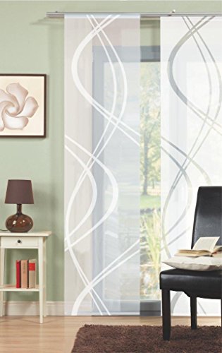 Home Fashion 88662 | 3er-Set Schiebegardinen TIBERIO | Scherli blickdicht & transparent | wollweiß | 245×60 cm (Joanna) - 4