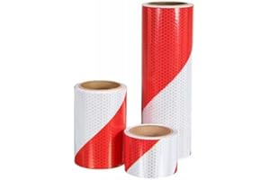 UNGFU MALL Ruban autocollant avec bandes réfléchissantes biaisées rouges et blanches pour la mise en garde de la circulation et plus de, 1 pce de 5;cm/10cm/20cm