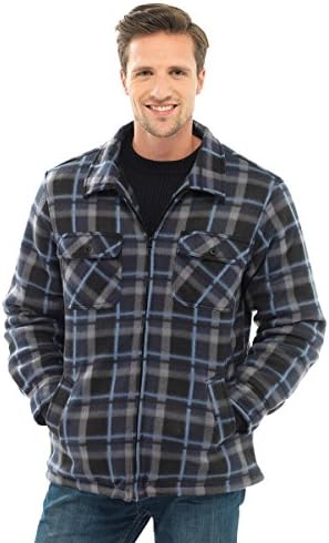 Storm Ridge Mens Soft &amp; Warm Padded Polar Fleece Plaid Check Shirt Navy LRG