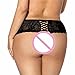 Produktbild feiXIANG frauen verband Slip schrittoffene unterhosen v-string dessous Damen unterwäsche einfache offene Spitze unterwäsche Slip Damen unterwäsche (3XL, Schwarz)