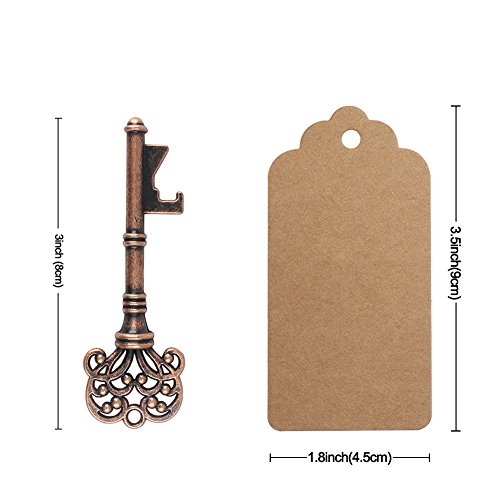 aytai 50 Stück Hochzeit Favor Antik Schlüssel-Flaschenöffner + Tags + Kissen Candy Boxen, für Baby-Dusche Geschenke für Gäste Party Bankett Bar Supplies - 2