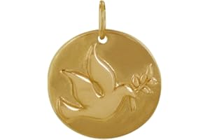 LES POULETTES BIJOUX - Pendentif Plaqué Or Médaille Ronde Colombe de la Paix