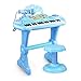 Produktbild ZHXUANXUAN Kinder-Keyboard 37-Tasten Klaviertastatur mit Mikrofon Magic Voice Changer Multifunktions-Piano (Pink Blau),Blue