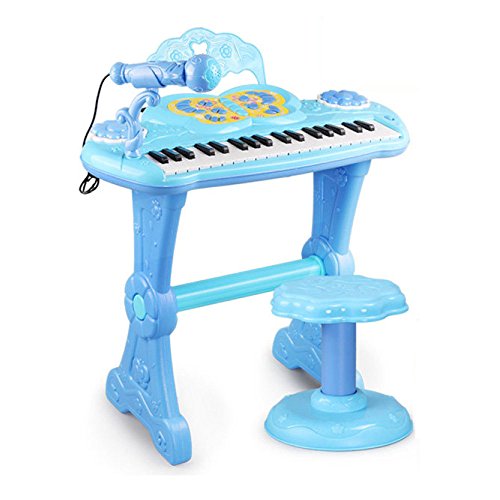 Preisvergleich Produktbild ZHXUANXUAN Kinder-Keyboard 37-Tasten Klaviertastatur mit Mikrofon Magic Voice Changer Multifunktions-Piano (Pink Blau),Blue