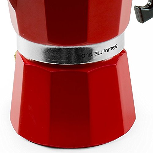 Andrew James – 3 Tassen Espressokocher Im Italienischen Stil – Rot – Inklusive Dichtungsring - 9