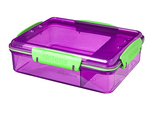 Sistema Lunch Snack Attack Duo Lunchbox mit 2 Fächern– 975 ml, sortiert, plastik, farblich sortiert, 19.7 x 15.8 x 5.85 cm - 3