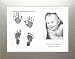 BabyRice Baby Hand and Footprint Kit with Silver Frame White 3 Mount (Black Inkless Wipe)