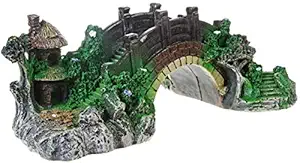 Saim Resin Arch Bridge Pavilion Tree Aquarium Garden Decor Fish Tank Landscape Ornament