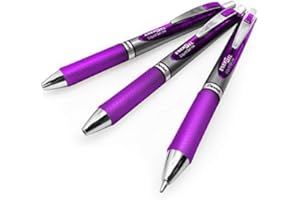 Pentel Energel BL80 Lot de 3 stylos rollers rétractables à encre gel liquide Violet 1 mm