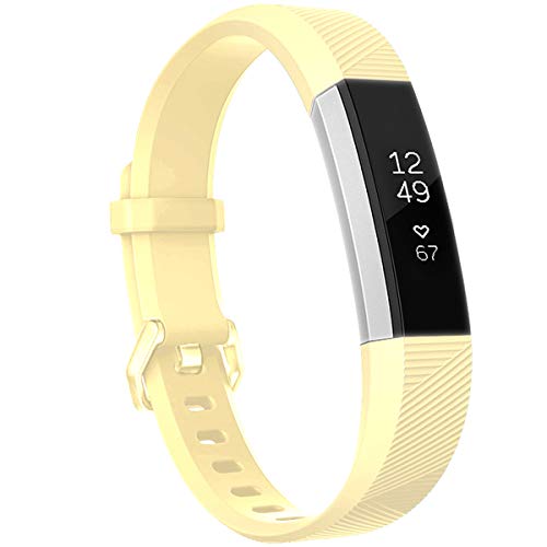 HUMENN Correa para Fitbit Alta (HR), Edición Especial Deportes Recambio de Pulseras Ajustable Accesorios para Fitbit Alta/Fitbit Alta HR Pequeño Leche Amarilla