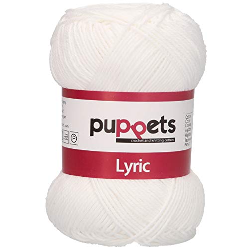Preisvergleich Produktbild Puppets Lyric Stärke 4 4572004-05000 weiß Häkelgarn, 100 % Baumwolle
