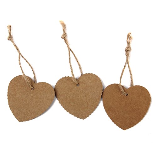 ULTNICE 100pcs Herz Lable Karte Tag überbacken Kraft Papier Tag Hochzeit Geburtstag Party Deko - 4