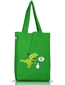 Lustiger Jutebeutel Stoffbeutel Earth Positive mit TeaRex Motiv von ShirtStreet