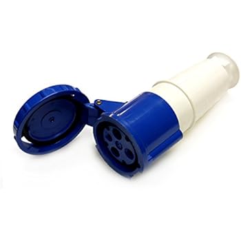63 amp 3 pin trailing plug 220V - 250V IP67 2P+E waterproof blue single