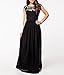 Produktbild hippolo Damen Vintage elegantes Blumenmuster Spitze Ärmellos Abend Ball lang Hochzeit Brautjungfer Kleid schwarz M