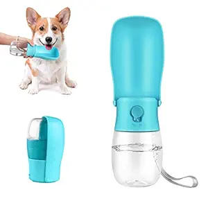 Foldable Dog Water Bottle Dispenser Pet Water Bottles Puppy Water Dispenser Bottle BPA Free for Pets Outdoor Walking Hiking Travel (10 Oz) (Pink)