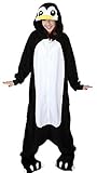 Minetom Pyjama Jumpsuit Tieroutfit Tierkostüme Schlafanzug Tiger Cosplay Sleepsuit mit Kapuze Erwachsene Unisex Lounge Fleece-Overall Kostüm Weiche Hausschuhe Bärentatze ( Pinguin EU M )