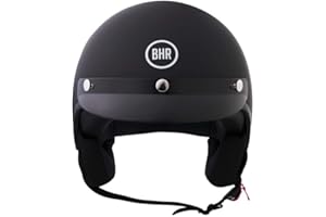 BHR Casco Demi-Jet 839 - Casco Scooter Omologato ECE 22.06 con Frontino e Sgancio Micrometrico - Nero Opaco XL