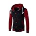 Produktbild YunYoud Herren Mantel Männer Mode Kapuzenpullover Slim Fit Mit Kapuze Jacke Beiläufig Winter Warm Sweatshirt Stitching Lange Ärmel Pullovers Beliebt Taste Outwear (XXL, Rot)