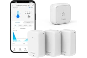 WiFi Room Thermometer 3 Pack, Diivoo Wireless Smart Temperature Sensor Compatible with Alexa, Hygrometer with Smart Linkage and App Alert, Remote Humidity Monitor for Baby Home, Indoor, Greenhouse