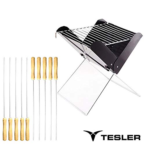 Tesler Foldable Barbeque BBQ Grill with Skewers