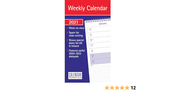 Essential Week To View Short Slim Calendar 21 Amazon Co Uk Stationery Office Supplies