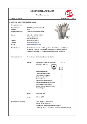 Worky 1826 Schweißer-Handschuh Rindnarbenleder und Spaltleder Größe (Handschuhe): Universalgröß - 2