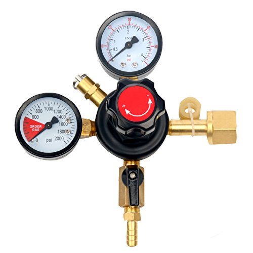 YaeBrew Dual Gauge Co2 Draft Beer Dispensing Regulator - Primary High Pressure Double Gauge Mixed Gas Co2 Regulator CGA320