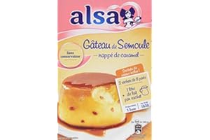 Alsa - Gateau de Semoule Caramel - Mélange pour pudding à la semoule avec raisins secs et sauce caramel - 414g
