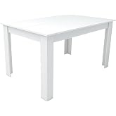 edihome, Dining Table, 138 (L) x 90 (W) x 75 (H), Denver Model, for Living Room, Kitchen, White Finish and Cambria (White)